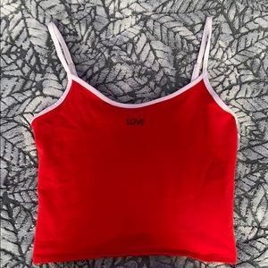 Red crop tank